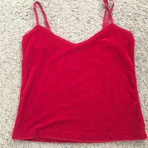 crushed red velvet tank top